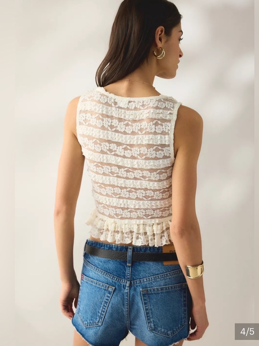 Kimchi Blue by Urban Outfitters Amara Ruffle Lace Button-Front Tank Top Size XXS - Picture 4 of 11
